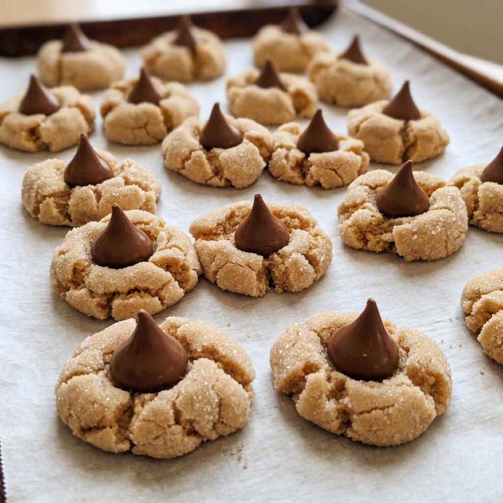 Fresh-baked chocolate kiss cookies